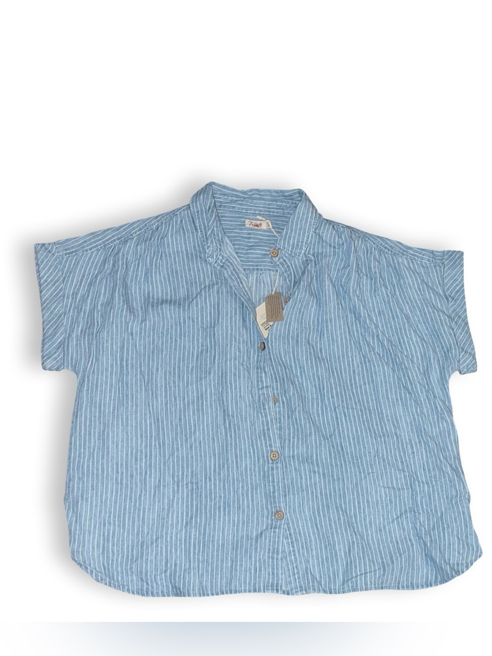 Faherty Blue Pinstripe Short-Sleeve Button Down Shirt - Picture 2 of 4